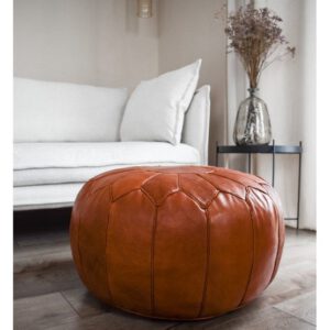 Lederpouf – Cognac glänzend (XL) – gefüllt geliefert – Bild 2