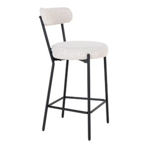 Badalona Counter Chair – Barhocker, weißes Bouclé mit schwarzen Beinen, HN1270 – Bild 3