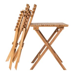 Cuenca Café-Set – Café-Set, 2 Stühle und 1 Tisch, Teak, natur – Bild 3