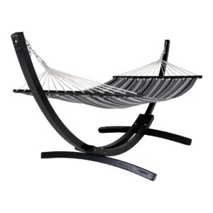 Tripoli Hammock – Hängematte auf Holzständer, Lärche, Polyester/Baumwolle, schwarz/grau/weiß – Bild 4