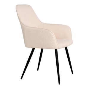 Harbo Dining Chair – Esszimmerstuhl aus Bouclé, weiß mit schwarzen Beinen – 2er-Set – Bild 3