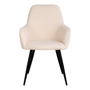 Harbo Dining Chair – Esszimmerstuhl aus Bouclé, weiß mit schwarzen Beinen – 2er-Set – Bild 2