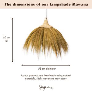 Großer Lampenschirm aus Seegras – Natürliche Pendelleuchte mit Fransen – Boho-Pendelleuchte – Handgefertigte tropische Hängelampe MAWANA (Ø 53 cm) – Bild 6