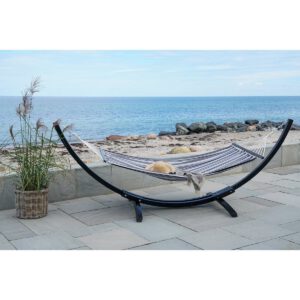 Tripoli Hammock – Hängematte auf Holzständer, Lärche, Polyester/Baumwolle, schwarz/grau/weiß – Bild 2