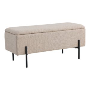 Watford Bench – Bank aus Bouclé mit Stauraum, beige mit schwarzen Beinen, 95 x 36,5 x 46 cm, HN1233 – Bild 3