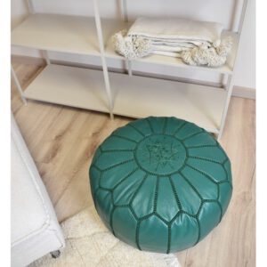 Lederpouf – komplett grün – gefüllt geliefert – Bild 3