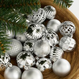 Weihnachtskugel-Set – 60 Stück – Ø7 cm – unzerbrechlich – Silber – Bild 2