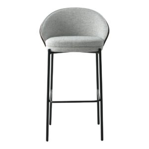 Canelas Bar Chair – Barstuhl, hellgrau mit dunkelbrauner Rückenlehne und schwarzen Beinen – 2er-Set – Bild 2