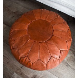 Lederpouf – Cognac glänzend (XL) – gefüllt geliefert – Bild 3