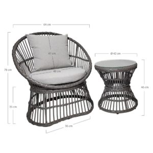 Natal Lounge Set - Lounge-Set, Rattan, grau, inkl. Kissen – Bild 2