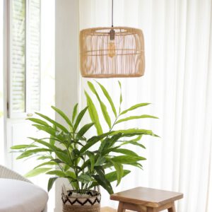 Rattanlampe | Boho Lampenschirm | Pendelleuchte LIKU (2 Größen) – Bild 3