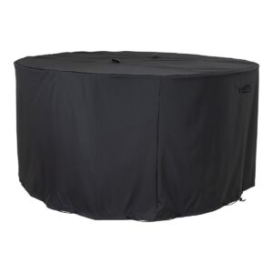 Luxusbezug – Luxusbezug für runden Tisch 180 cm mit 4 Stühlen, 210 g/m2 600D Polyester PU-beschichtet, wasserabweisend, schwarz – Bild 2