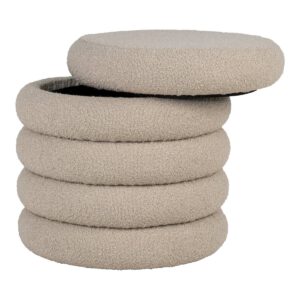 Brooklyn Pouf – Pouf mit Stauraum, lockig, beige, Ø44x44 cm – Bild 3